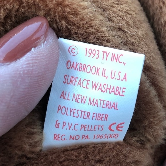 Rare Retired 1995 Ty Beanie Baby TEDDY Brown Bear. 1993 Tag. - Picture 6 of 7